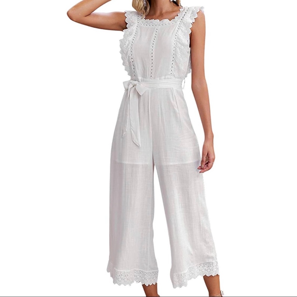 White eyelet jumpsuit